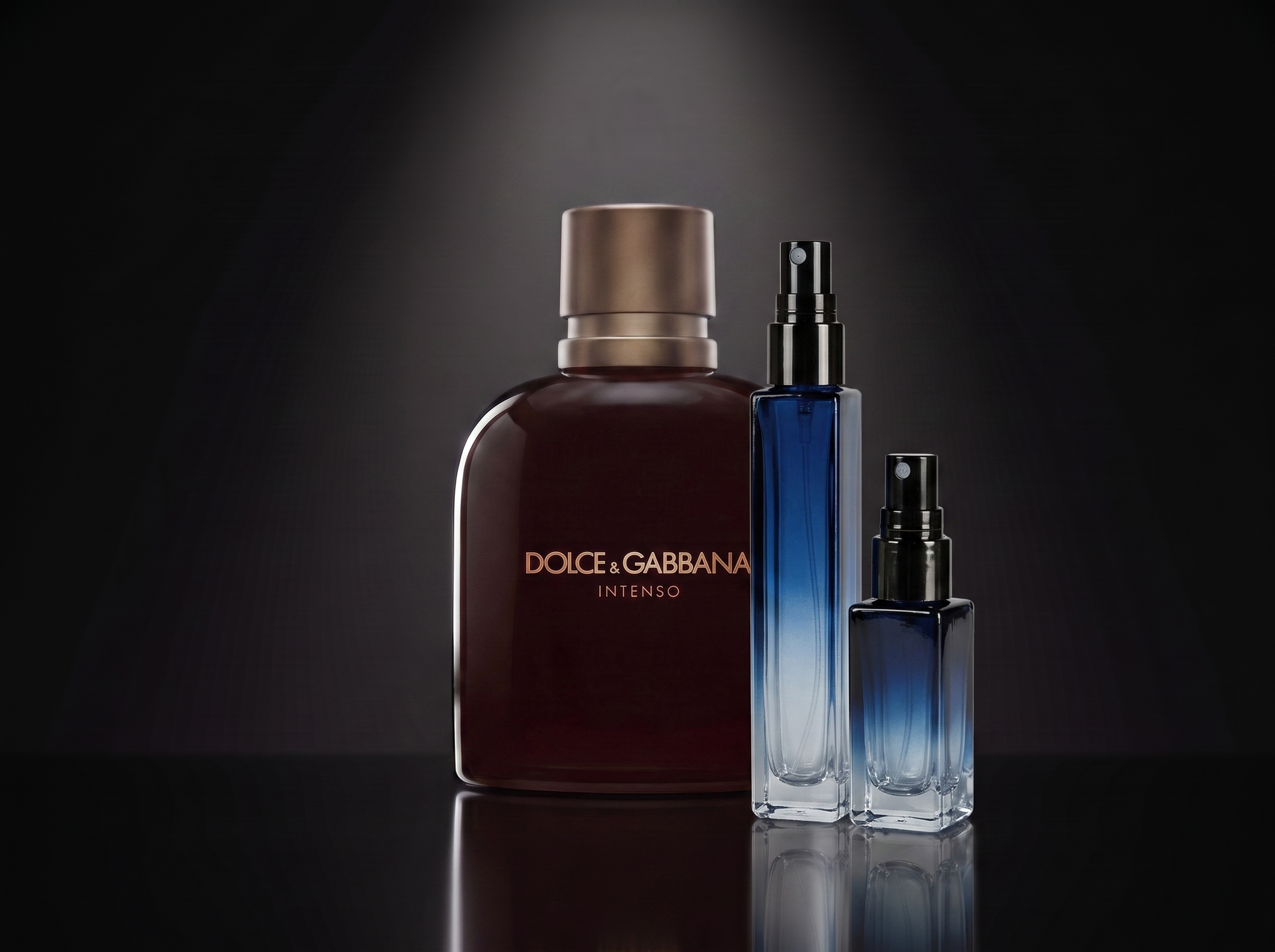 D&G Intenso Pour Homme — frasco original junto a los decants de 5 y 10 ml, Parfaria Club