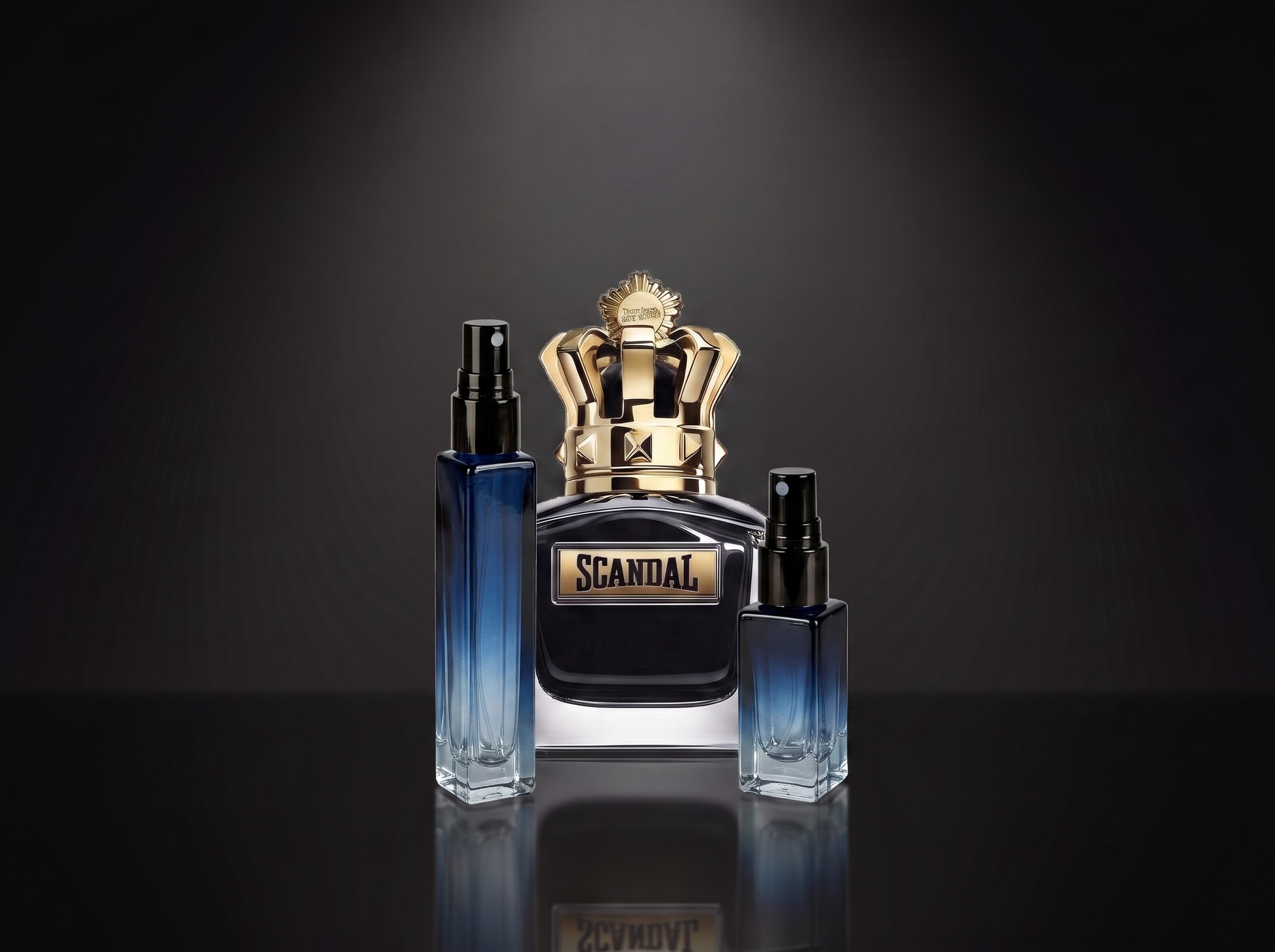 JPG Scandal Le Parfum — frasco original junto a los decants de 5 y 10 ml, Parfaria Club