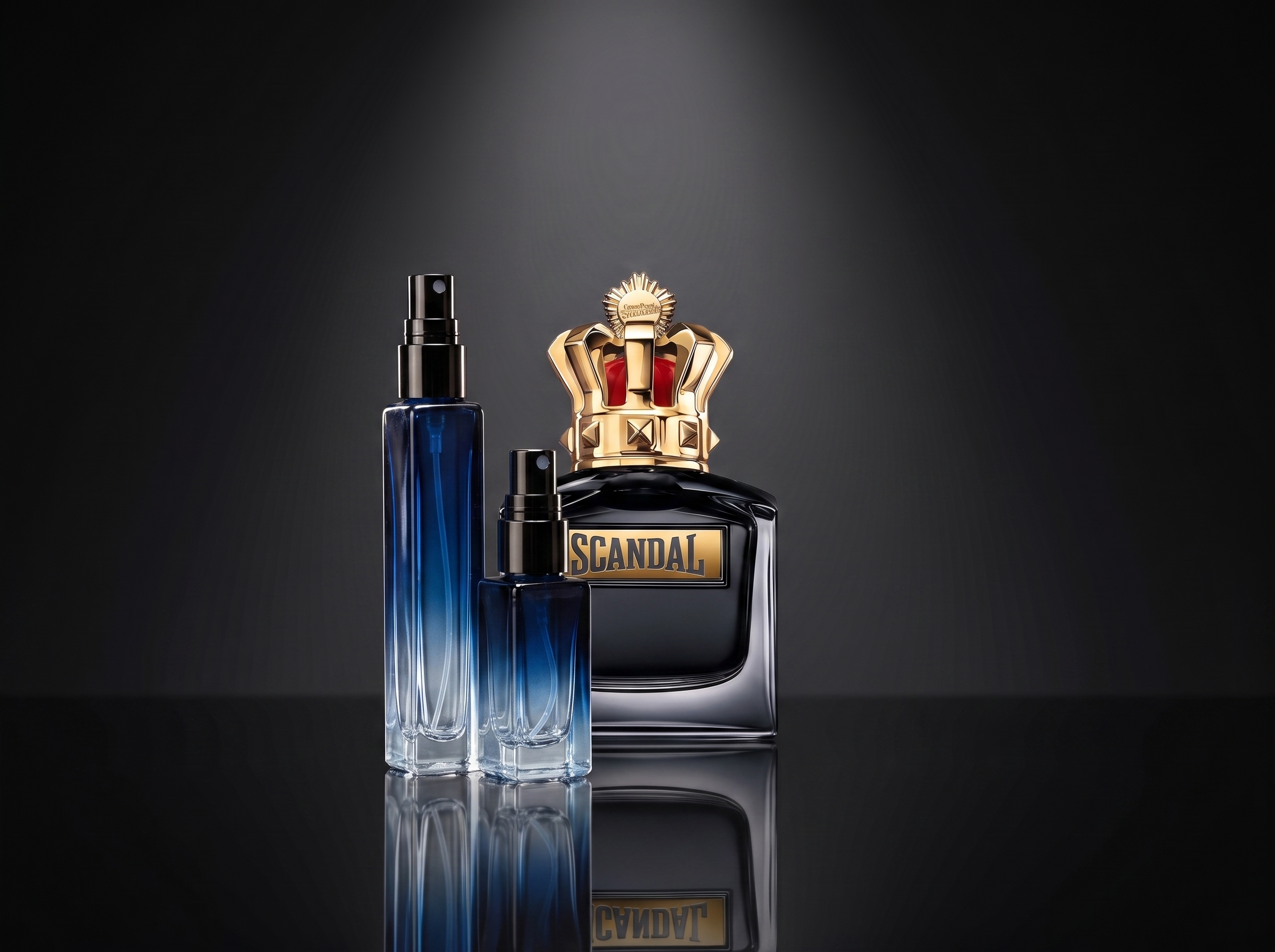 JPG Scandal Pour Homme — frasco original junto a los decants de 5 y 10 ml, Parfaria Club