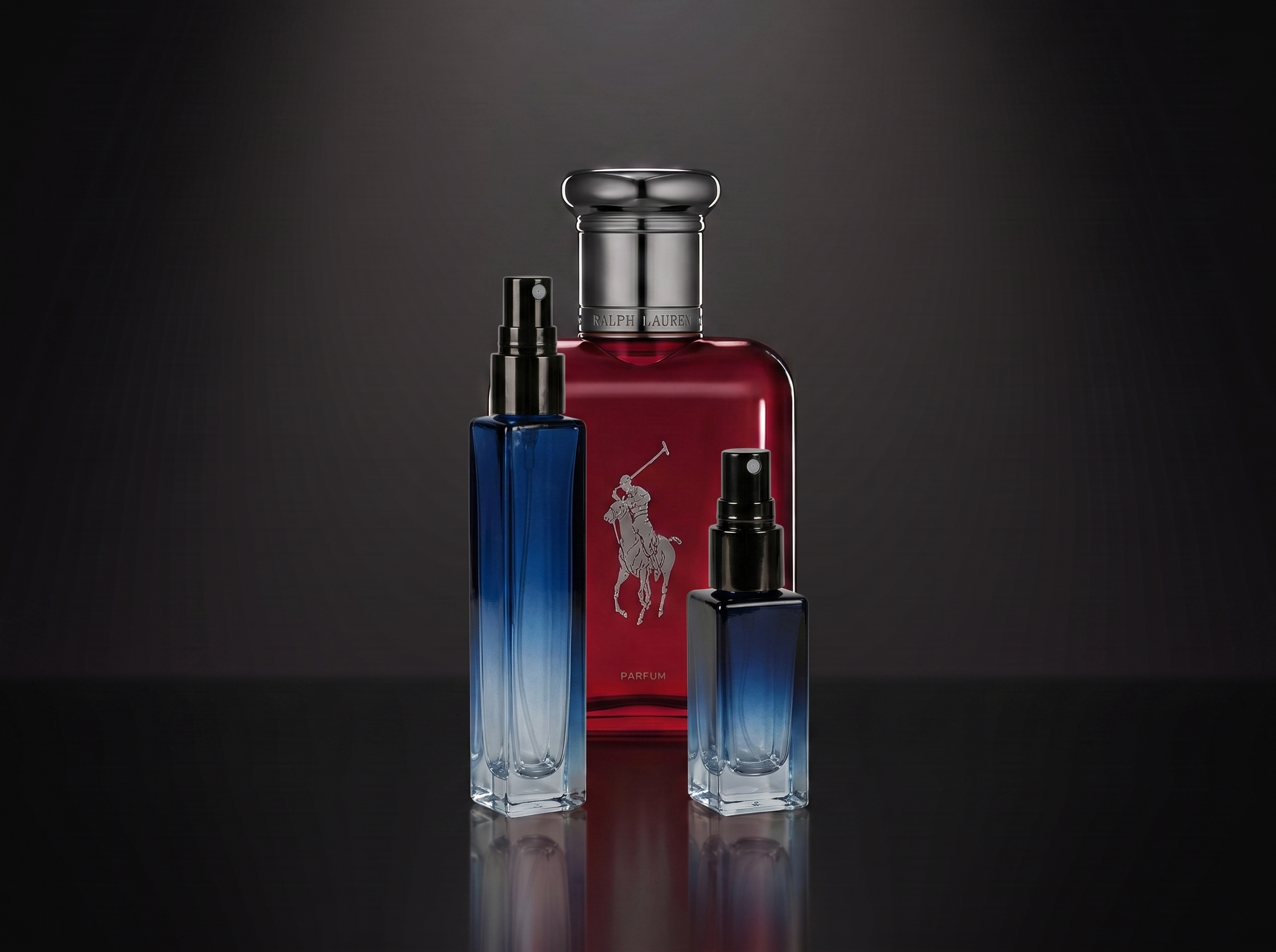 Ralph Lauren Polo Red — frasco original junto a los decants de 5 y 10 ml, Parfaria Club