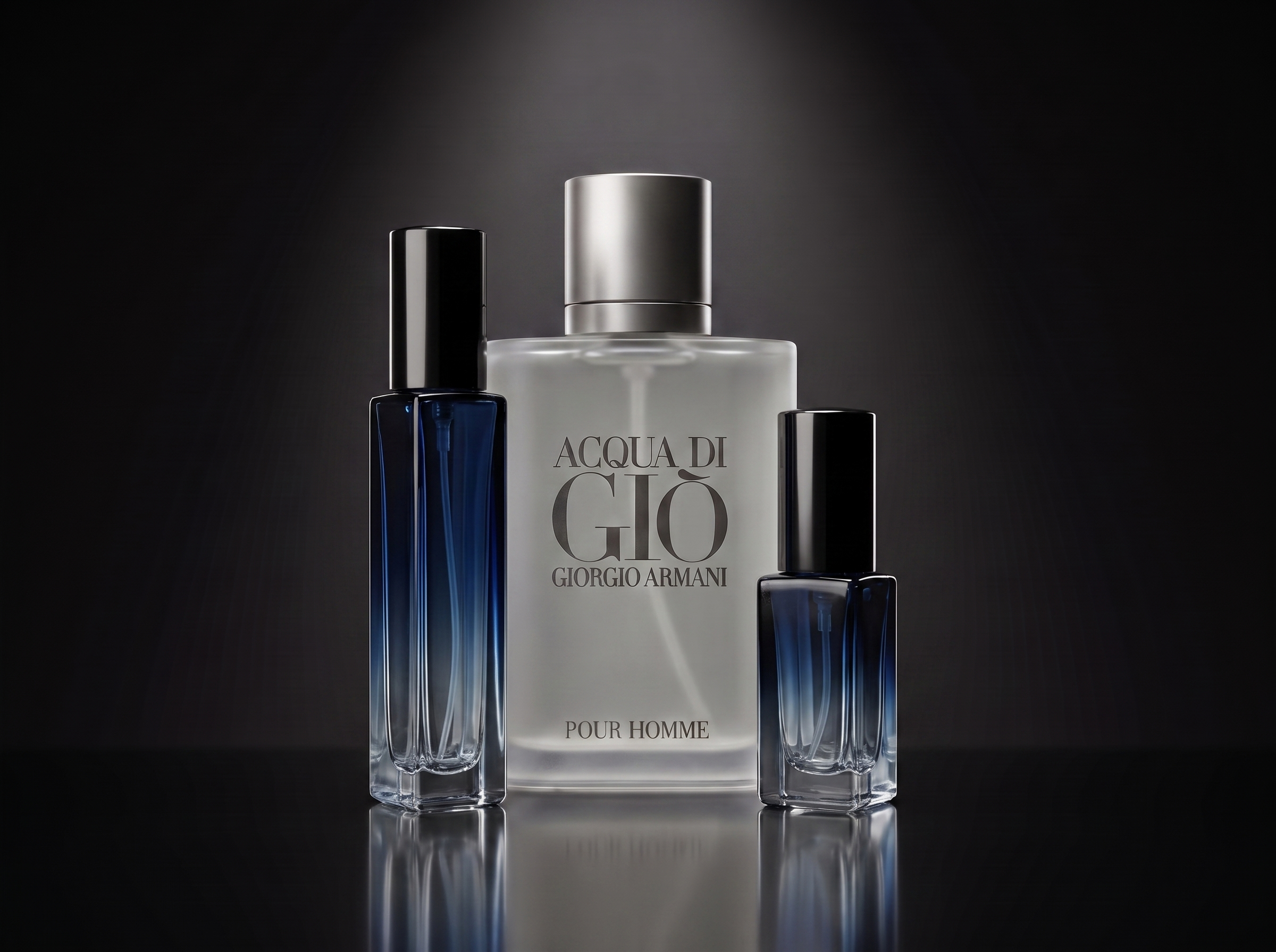 Giorgio Armani Acqua di Gio — frasco original junto a los decants de 5 y 10 ml, Parfaria Club
