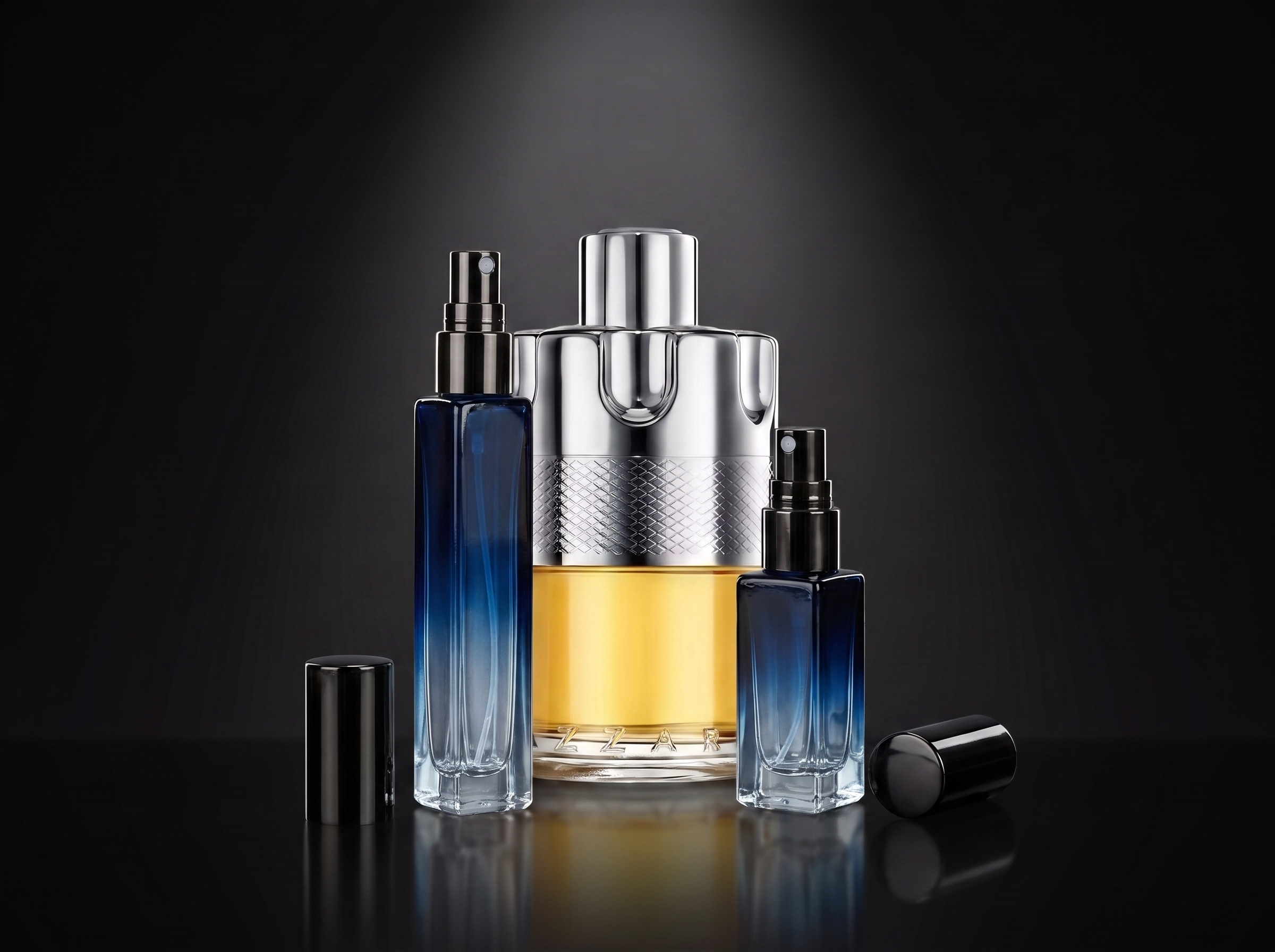 Azzaro Wanted — frasco original junto a los decants de 5 y 10 ml, Parfaria Club
