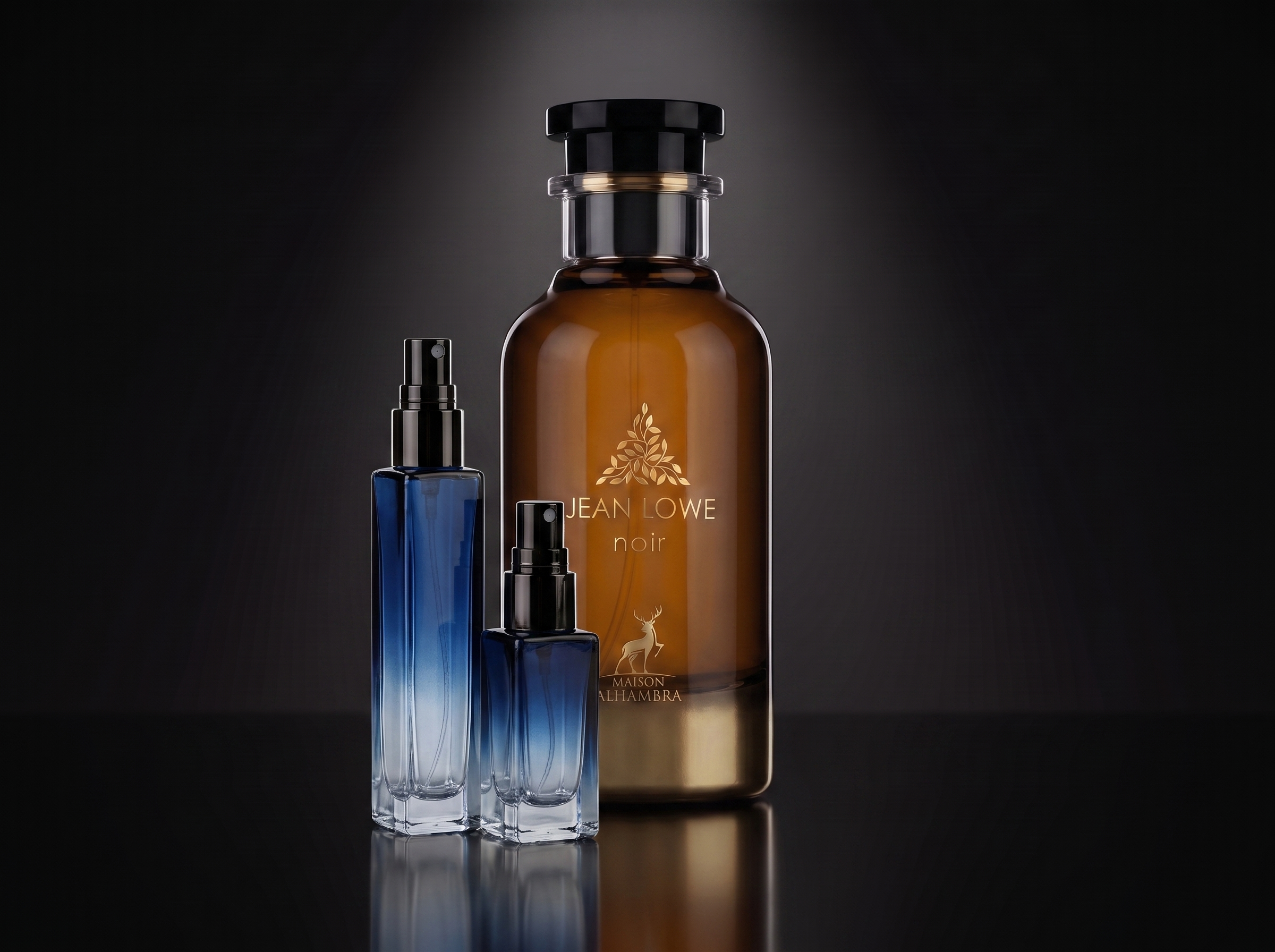 Maison Alhambra Jean Lowe Noir — frasco original junto a los decants de 5 y 10 ml, Parfaria Club
